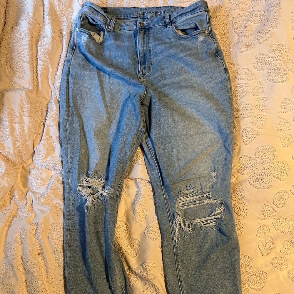 American Eagle Outfitters Light Blue Distressed Boyfriend Jeans